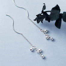 将图片加载到图库查看器,SLUYNZ 925 Sterling Silver Ball Earrings Dangle for Women Teen Girls Threader Earrings Chain Mini Balls Tassel Line Earrings Wave