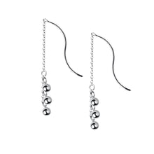将图片加载到图库查看器,SLUYNZ 925 Sterling Silver Ball Earrings Dangle for Women Teen Girls Threader Earrings Chain Mini Balls Tassel Line Earrings Wave