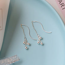 将图片加载到图库查看器,SLUYNZ 925 Sterling Silver Ball Earrings Dangle for Women Teen Girls Threader Earrings Chain Mini Balls Tassel Line Earrings Wave