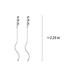 将图片加载到图库查看器,SLUYNZ 925 Sterling Silver Ball Earrings Dangle for Women Teen Girls Threader Earrings Chain Mini Balls Tassel Line Earrings Wave