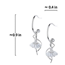 将图片加载到图库查看器,SLUYNZ 925 Sterling Silver Dancer Earrings Hoop for Women Teen Girls Ballet Huggie Hoop Earring Dancing Ballerina Stud Earrings