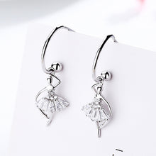 将图片加载到图库查看器,SLUYNZ 925 Sterling Silver Dancer Earrings Hoop for Women Teen Girls Ballet Huggie Hoop Earring Dancing Ballerina Stud Earrings