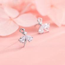 将图片加载到图库查看器,SLUYNZ 925 Sterling Silver Dancer Earrings Stud for Women Girls Elegant Ballet Earring Dancing Ballerina Shiny CZ Earrings