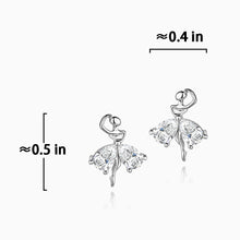 将图片加载到图库查看器,SLUYNZ 925 Sterling Silver Dancer Earrings Stud for Women Girls Elegant Ballet Earring Dancing Ballerina Shiny CZ Earrings