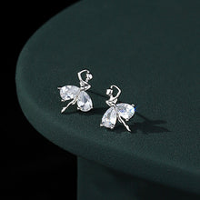 将图片加载到图库查看器,SLUYNZ 925 Sterling Silver Dancer Earrings Stud for Women Girls Elegant Ballet Earring Dancing Ballerina Shiny CZ Earrings