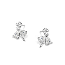 将图片加载到图库查看器,SLUYNZ 925 Sterling Silver Dancer Earrings Stud for Women Girls Elegant Ballet Earring Dancing Ballerina Shiny CZ Earrings