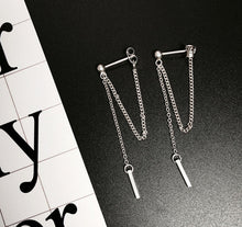 将图片加载到图库查看器,SLUYNZ 925 Sterling Silver Bar Dangle Earrings for Women Teen Girls Threader Earrings Chain