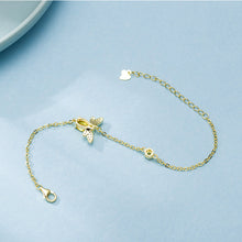 将图片加载到图库查看器,SLUYNZ Crystal Bee Bracelet for Women Teen Girls 925 Sterling Silver Cute Bee Link Bracelet