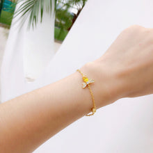 将图片加载到图库查看器,SLUYNZ Crystal Bee Bracelet for Women Teen Girls 925 Sterling Silver Cute Bee Link Bracelet