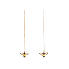 将图片加载到图库查看器,SLUYNZ 925 Sterling Silver Bumble Bee Dangle Earrings for Women Teen Girls Threader Earrings Chain