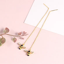 将图片加载到图库查看器,SLUYNZ 925 Sterling Silver Bumble Bee Dangle Earrings for Women Teen Girls Threader Earrings Chain