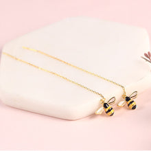 将图片加载到图库查看器,SLUYNZ 925 Sterling Silver Bumble Bee Dangle Earrings for Women Teen Girls Threader Earrings Chain