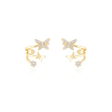 将图片加载到图库查看器,SLUYNZ 925 Sterling Silver Shiny Butterfly Cuff Earrings for Womens Teens CZ Wrap Earrings Pair Butterfly Climber Earrings Studs