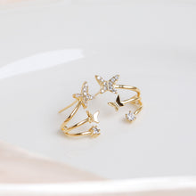 将图片加载到图库查看器,SLUYNZ 925 Sterling Silver Shiny Butterfly Cuff Earrings for Womens Teens CZ Wrap Earrings Pair Butterfly Climber Earrings Studs