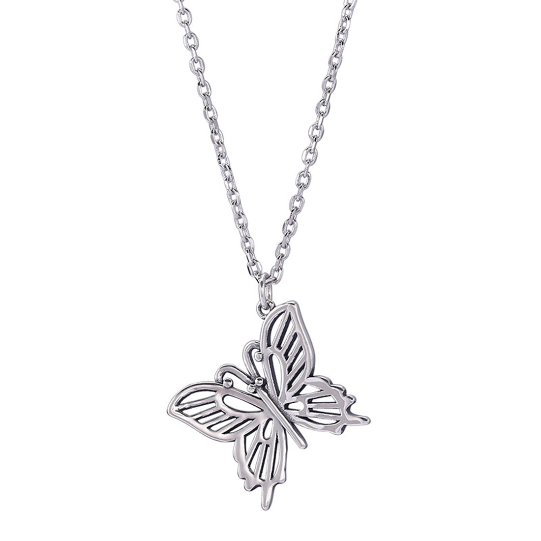 SLUYNZ Retro Big Butterfly Pendant Necklace for Women Teen Girls