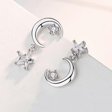 将图片加载到图库查看器,SLUYNZ 925 Sterling Silver CZ Crystal Star Moon Studs Earrings for Women Teen Girls Sparkling Asymmetric Studs EarringsSLUYNZ 925 Sterling Silver CZ Crystal Star Moon Studs Earrings for Women Teen Girls Sparkling Asymmetric Studs Earrings
