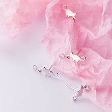 Load image into Gallery viewer, SLUYNZ 925 Sterling Silver Cat Drop Earrings Studs Shiny CZ Earrings for Women Teen Dog Drop Earrings Mini Pet Animal Studs