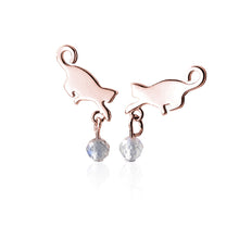 Load image into Gallery viewer, SLUYNZ 925 Sterling Silver Cat Drop Earrings Studs Shiny CZ Earrings for Women Teen Dog Drop Earrings Mini Pet Animal Studs