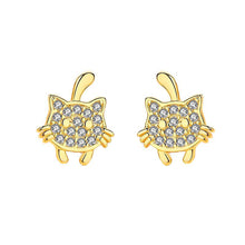 将图片加载到图库查看器,SLUYNZ 925 Sterling Silver Cat Earrings Stud for Women Teen Girls Pet Earring Mini Stud