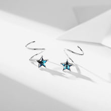 将图片加载到图库查看器,SLUYNZ 925 Sterling Silver Blue Crystal Star Earrings Cuff for Teen Girls Fashion Star Wrap Earrings