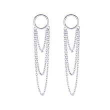 将图片加载到图库查看器,SLUYNZ 925 Sterling Silver Circle Earrings Dangle Tassel Chain for Women Fashion Dangle Earrings Chain