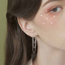 将图片加载到图库查看器,SLUYNZ 925 Sterling Silver Circle Earrings Dangle Tassel Chain for Women Fashion Dangle Earrings Chain