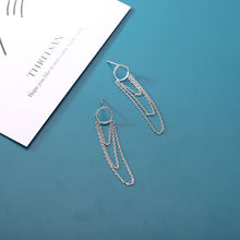 将图片加载到图库查看器,SLUYNZ 925 Sterling Silver Circle Earrings Dangle Tassel Chain for Women Fashion Dangle Earrings Chain