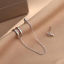 将图片加载到图库查看器,SLUYNZ 925 Sterling Silver Asymmetric Cuff Earrings Studs for Women Teen Girls Cross Studs Earrings Crawler Earrings Wrap