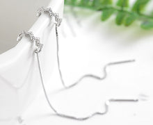 Load image into Gallery viewer, SLUYNZ 925 Sterling Silver Wave Cuff Earrings Wrap Tassel Earrings for Women Teen Girls Threader Earrings Chain