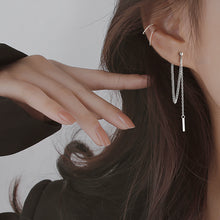 将图片加载到图库查看器,SLUYNZ 925 Sterling Silver Bar Dangle Earrings for Women Teen Girls Threader Earrings Chain