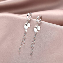 将图片加载到图库查看器,SLUYNZ 925 Sterling Silver Disc Dangle Earrings Hoop for Women Teen Girls Coin Hoop Earrings Tassel
