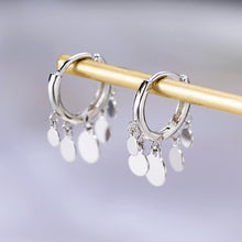 将图片加载到图库查看器,SLUYNZ 925 Sterling Silver Disc Earrings Hoop for Women Teen Mini Coin Drop Earrings Tassel Huggie Hoop Earrings Studs