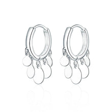 将图片加载到图库查看器,SLUYNZ 925 Sterling Silver Disc Earrings Hoop for Women Teen Mini Coin Drop Earrings Tassel Huggie Hoop Earrings Studs