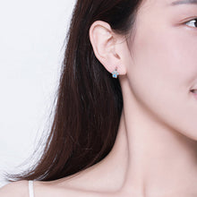 将图片加载到图库查看器,SLUYNZ Dog Paw Small Hoop Earrings for Women Teen Girls Blue Crystal Huggie Earring Puppy Cat Paw Hoop Earrings