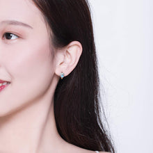 将图片加载到图库查看器,SLUYNZ Dog Paw Small Hoop Earrings for Women Teen Girls Blue Crystal Huggie Earring Puppy Cat Paw Hoop Earrings