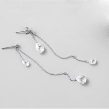 Load image into Gallery viewer, SLUYNZ 925 Sterling Silver CZ Droplet Dangle Earrings Chain for Women Teen Girls Sparkling CZ Studs Earrings Tassel Chain