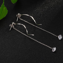 Load image into Gallery viewer, SLUYNZ 925 Sterling Silver Droplet Dangle Earrings for Women Teen Girls Long Tassel Earrings Chain