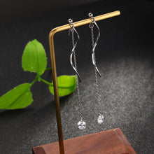 Load image into Gallery viewer, SLUYNZ 925 Sterling Silver Droplet Dangle Earrings for Women Teen Girls Long Tassel Earrings Chain