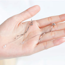 Load image into Gallery viewer, SLUYNZ 925 Sterling Silver Droplet Dangle Earrings for Women Teen Girls Long Tassel Earrings Chain