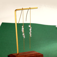 Load image into Gallery viewer, SLUYNZ 925 Sterling Silver Sparkling CZ Droplet Dangle Earrings for Women Teen Girls Elegant Long Threader Earrings