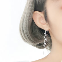 Load image into Gallery viewer, SLUYNZ 925 Sterling Silver Sparkling CZ Droplet Dangle Earrings for Women Teen Girls Elegant Long Threader Earrings