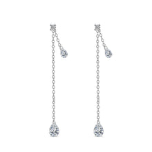 Load image into Gallery viewer, SLUYNZ 925 Sterling Silver CZ Droplet Dangle Earrings Chain for Women Teen Girls Sparkling CZ Studs Earrings Tassel Chain