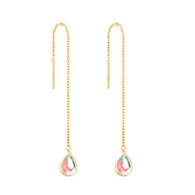 将图片加载到图库查看器,SLUYNZ 925 Sterling Silver Moonstone Teardrop Dangle Earrings for Women Teen Girls Droplet Threader Earrings Chain