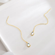 将图片加载到图库查看器,SLUYNZ 925 Sterling Silver Moonstone Teardrop Dangle Earrings for Women Teen Girls Droplet Threader Earrings Chain