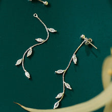 Load image into Gallery viewer, SLUYNZ New Arrival 925 Sterling Silver Droplet Threader Earrings Chain for Women Teen Girls Olive Leaves Dangle Earrings