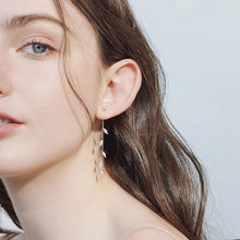 Load image into Gallery viewer, SLUYNZ New Arrival 925 Sterling Silver Droplet Threader Earrings Chain for Women Teen Girls Olive Leaves Dangle Earrings