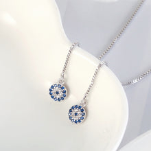 将图片加载到图库查看器,SLUYNZ 925 Sterling Silver Round Eye Dangle Earrings Chain for Women Teen Girls Evil Eye Threader Earrings