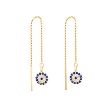 将图片加载到图库查看器,SLUYNZ 925 Sterling Silver Round Eye Dangle Earrings Chain for Women Teen Girls Evil Eye Threader Earrings