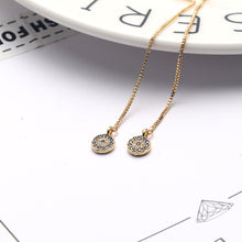 将图片加载到图库查看器,SLUYNZ 925 Sterling Silver Round Eye Dangle Earrings Chain for Women Teen Girls Evil Eye Threader Earrings