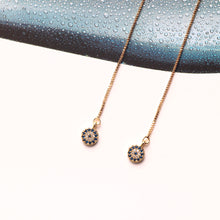 将图片加载到图库查看器,SLUYNZ 925 Sterling Silver Round Eye Dangle Earrings Chain for Women Teen Girls Evil Eye Threader Earrings